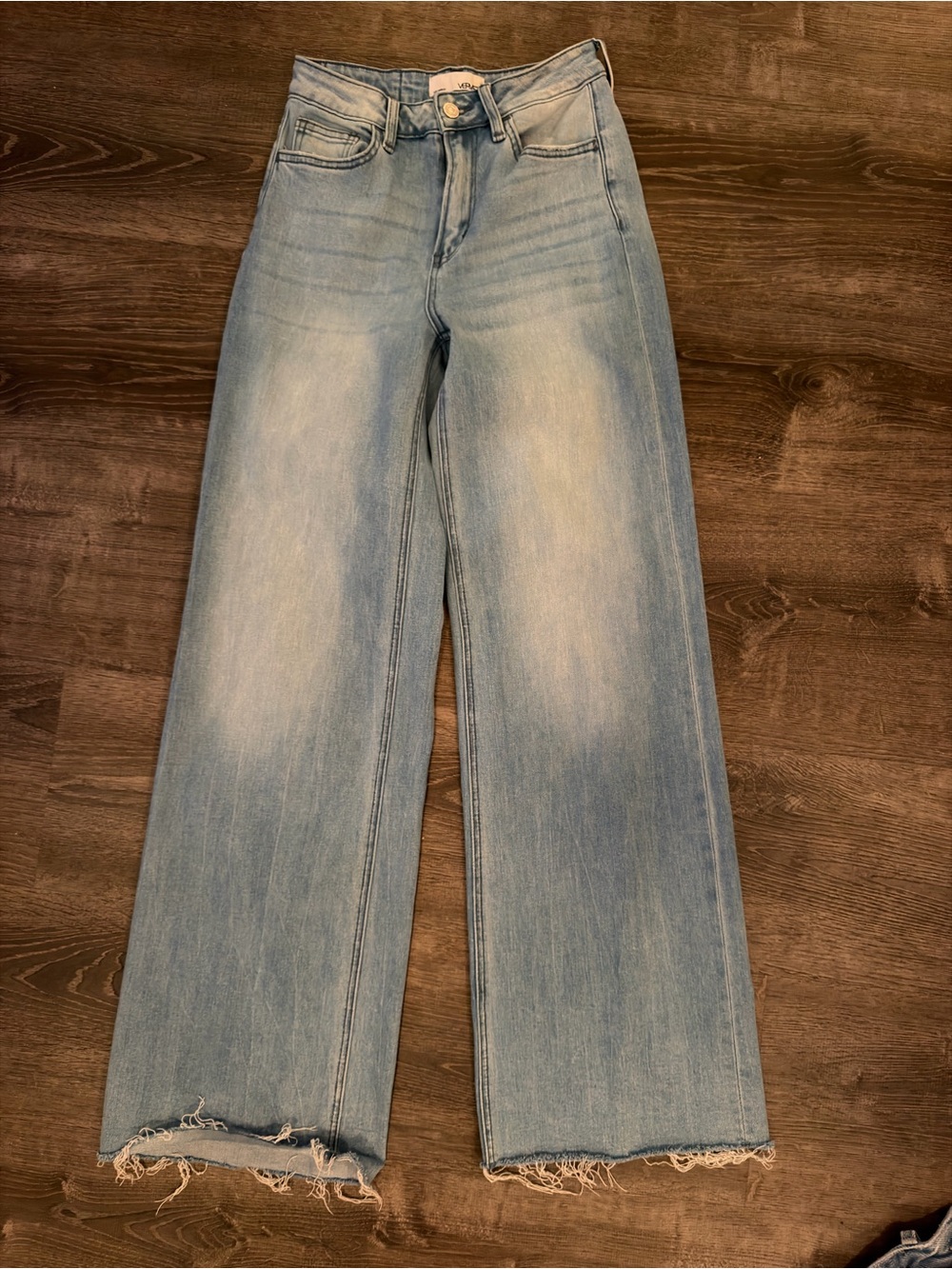 VERVET Los Angeles Wide Leg Jeans Size 25 Light Wash Raw Hem V2889M